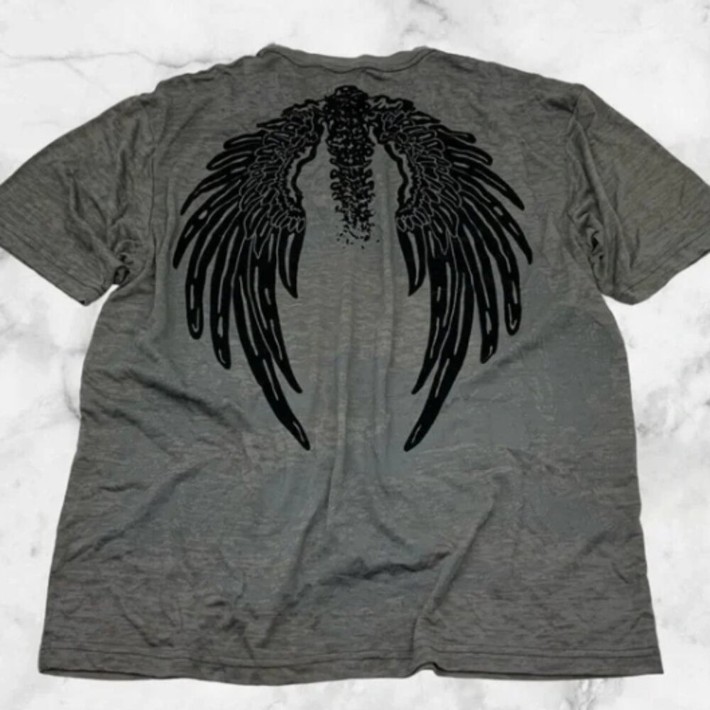 Men's Rebel Spirit Charcoal Grey | Black | White Burnout S/S Tee Shirt NWT